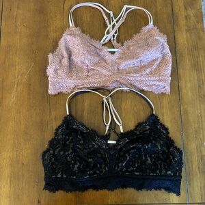 Aerie Eyelash Lace Strappy Triangle 
Bralettes (2 total)